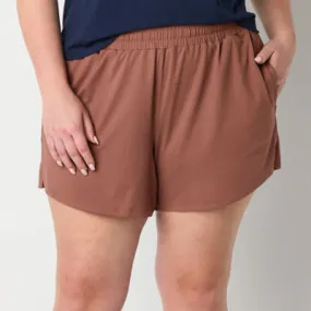 Xersion Womens Plus Mid Rise Everyday Pull-On Short