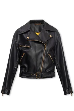 ZIP UP LEATHER BIKER JACKET